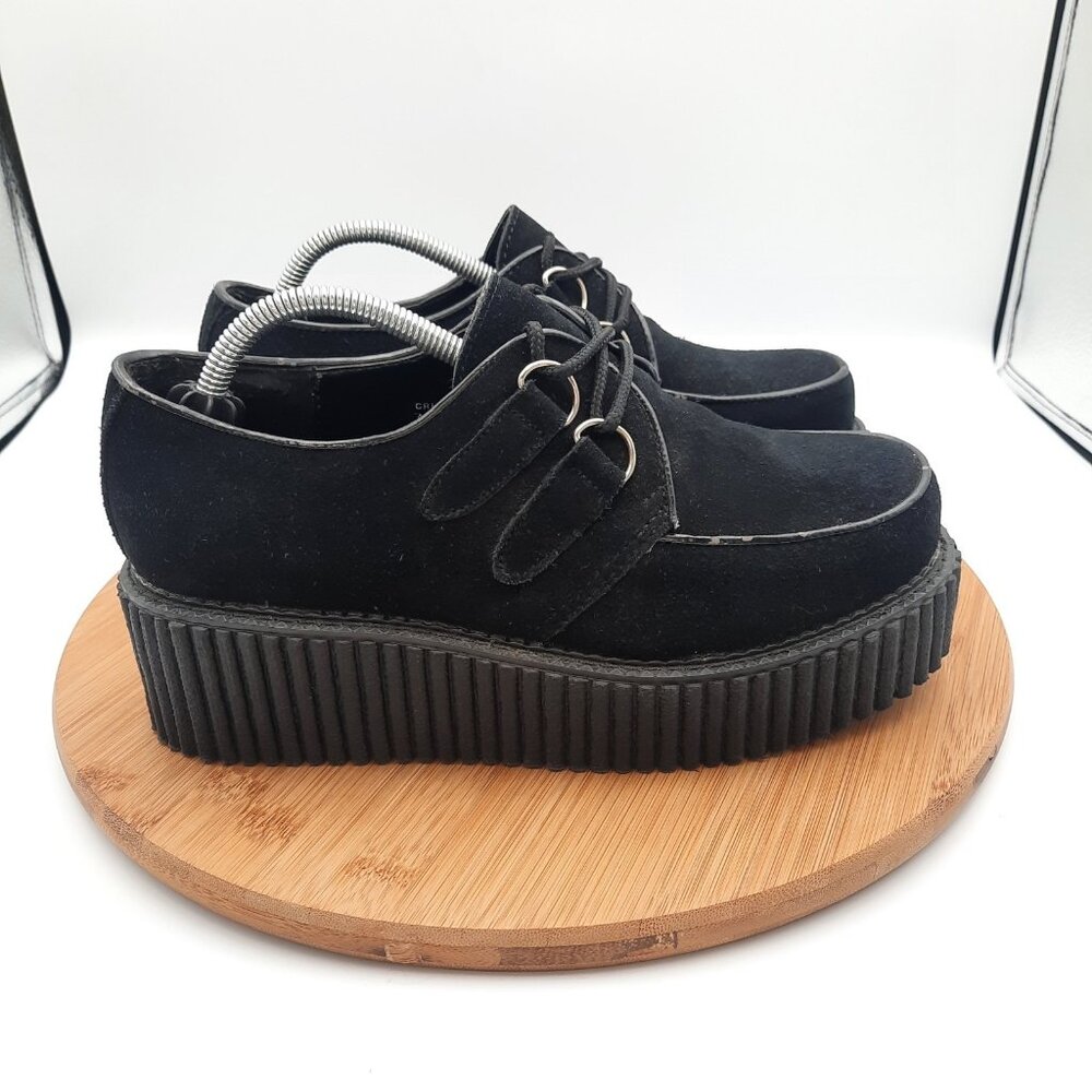 Black Suede Platform Lace-Up Shoes